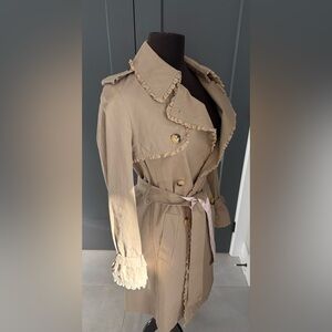 RED Valentino Tan Trench Coat with Pink Trim